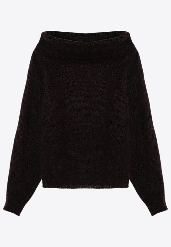 P.A.R.O.S.H Boat-Neck Mohair Blend Sweater Dark Brown D510403WO/P_PAROS-086