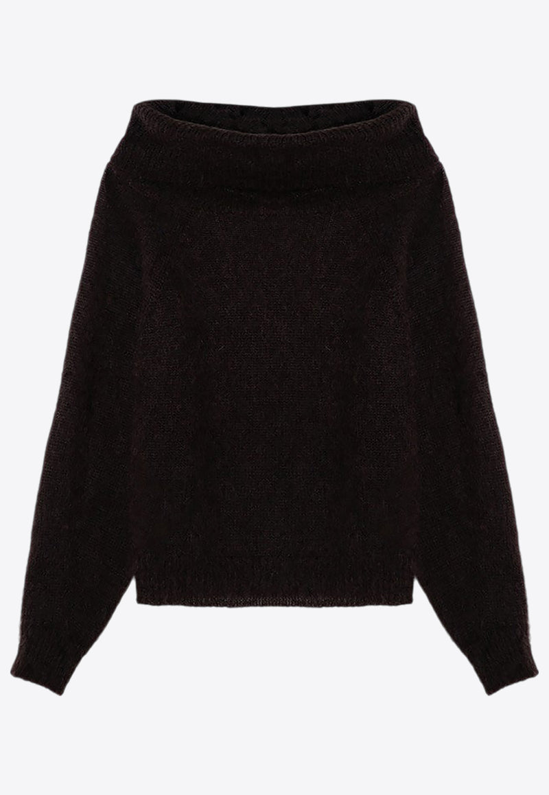 P.A.R.O.S.H Boat-Neck Mohair Blend Sweater Dark Brown D510403WO/P_PAROS-086