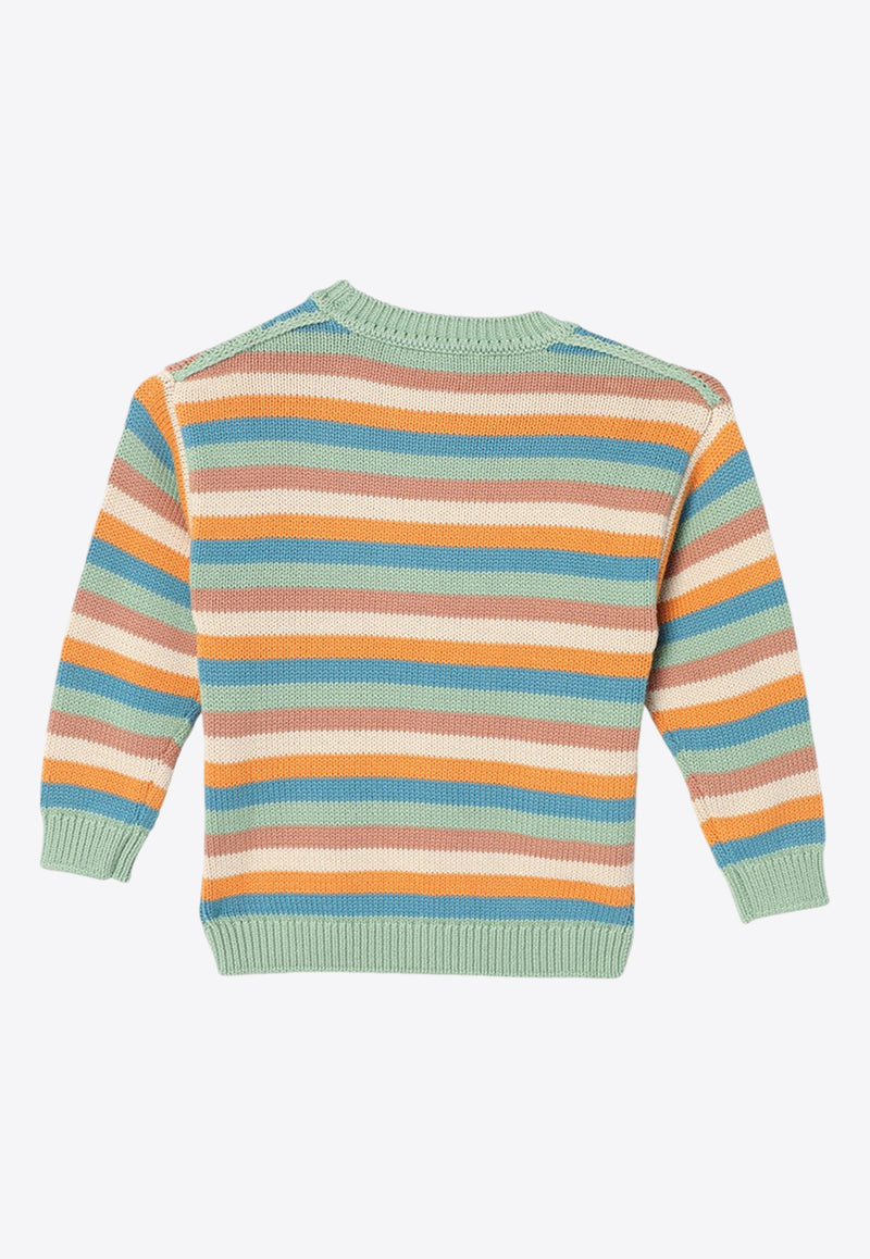 Acne Studios Kids Boys Face Patch Striped Sweater Multicolor D60024WO/P_ACNE-DQ8