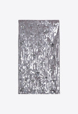 P.A.R.O.S.H Micro Sequin Embellished Midi Skirt Silver D620654PL/P_PAROS-018