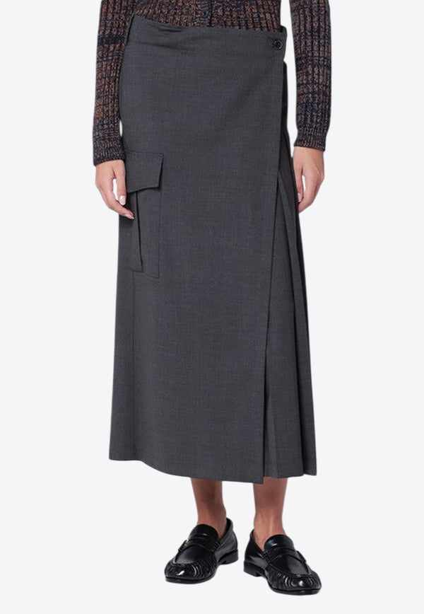 P.A.R.O.S.H Wool Wrap Midi Skirt Gray D621165WO/R_PAROS-020