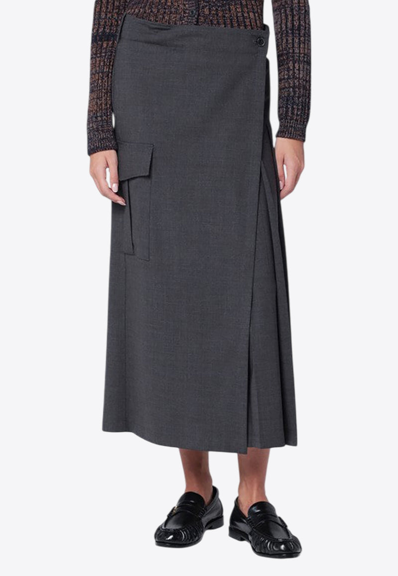 P.A.R.O.S.H Wool Wrap Midi Skirt Gray D621165WO/R_PAROS-020