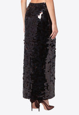 P.A.R.O.S.H Sequin Embellished Maxi Skirt with Slit Black D621541NY/R_PAROS-086