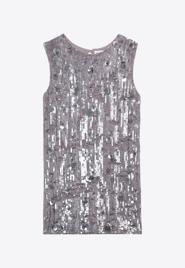 P.A.R.O.S.H Mélange Micro Sequined Mini Dress  Silver D721967PL/P_PAROS-018