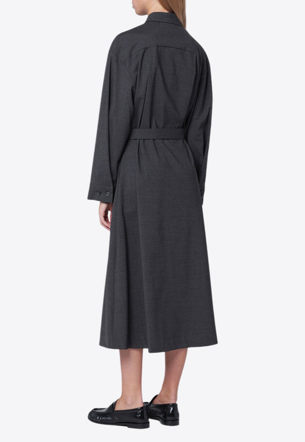 P.A.R.O.S.H Midi Shirt Dress with Belt Gray D726048WO/R_PAROS-020