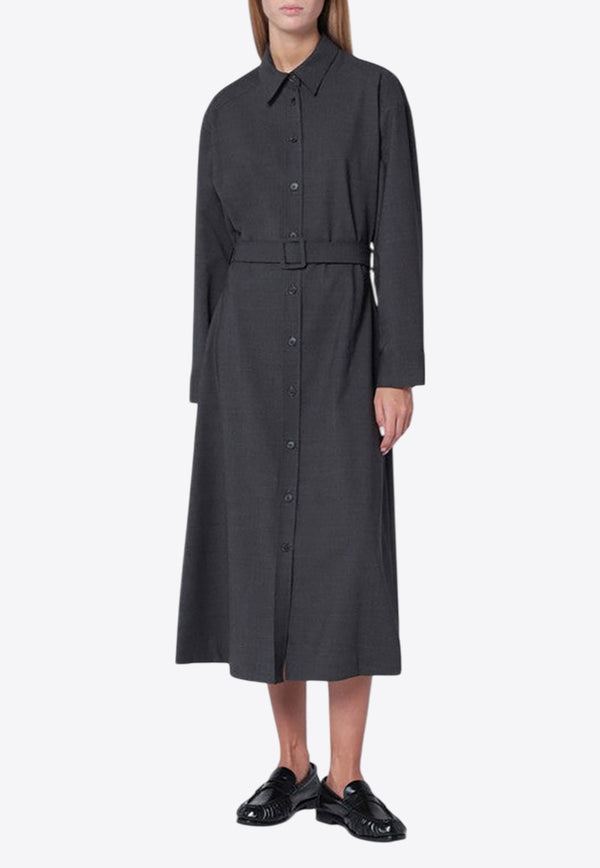P.A.R.O.S.H Midi Shirt Dress with Belt Gray D726048WO/R_PAROS-020