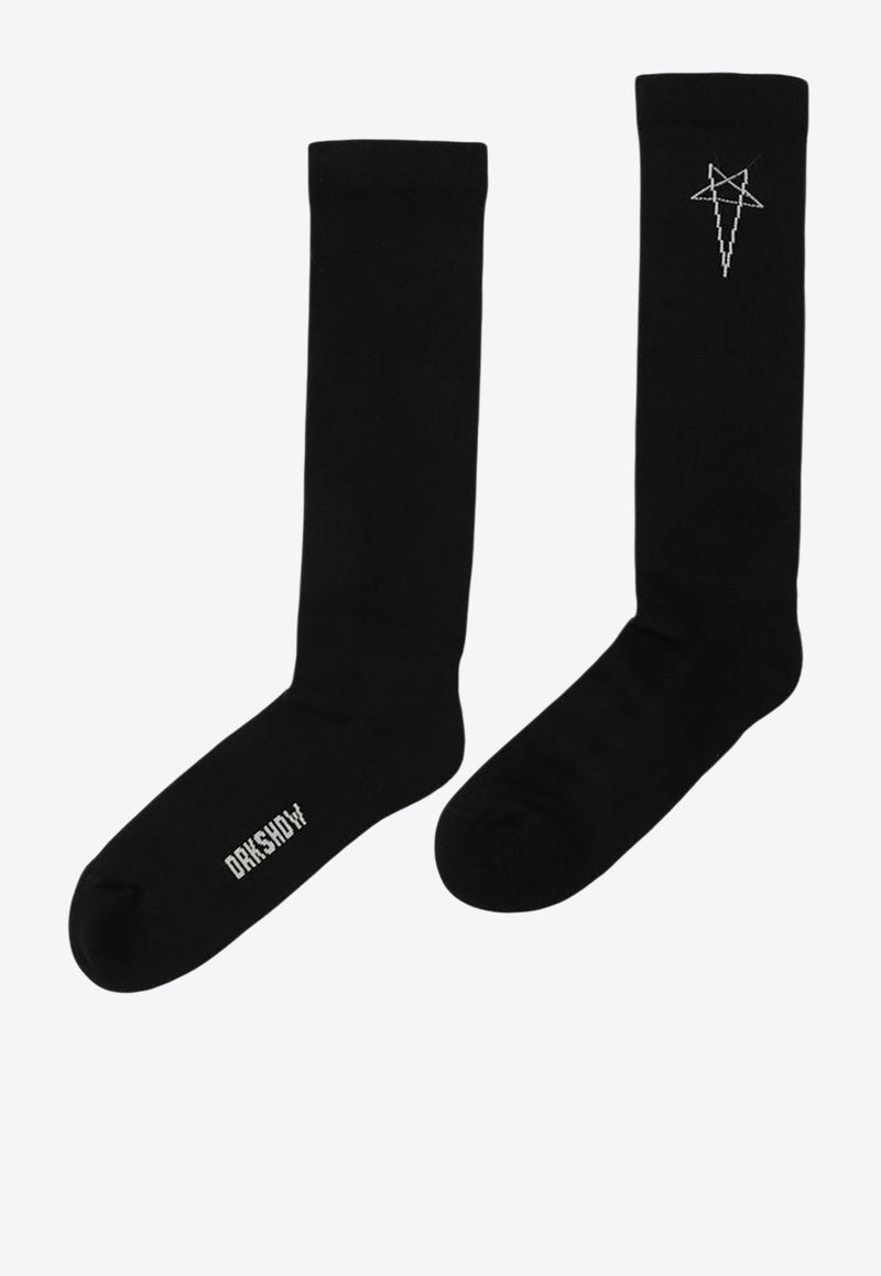 Rick Owens DRKSHDW Pentagram Ankle Socks Black DA02E7468SOCKC/R_DARKS-908