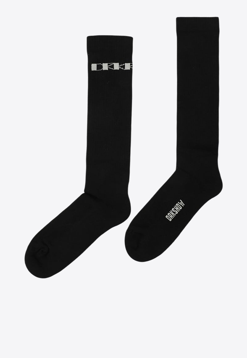Rick Owens DRKSHDW Logo Print Ankle Socks Black DA02E7469SOCKC/R_DARKS-908