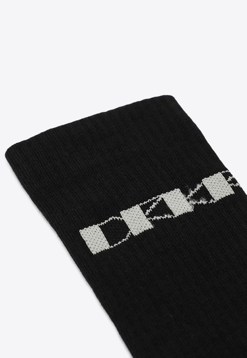 Rick Owens DRKSHDW Logo Print Ankle Socks Black DA02E7469SOCKC/R_DARKS-908