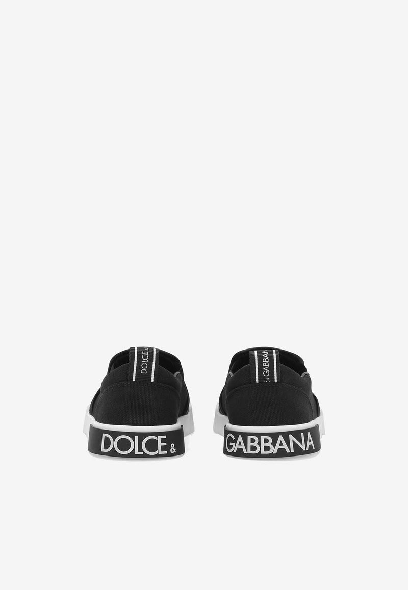 Dolce & Gabbana Kids Boys Portofino Slip-On Sneakers DA0996 A4135 80999 Black