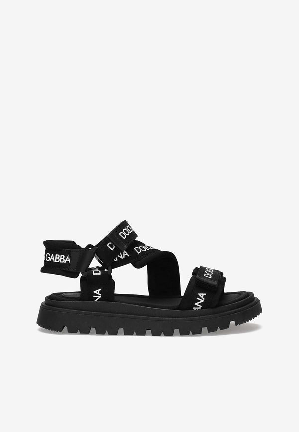 Dolce & Gabbana Kids Boys Logo Grosgrain Sandals DA5205 AB028 89690 Black