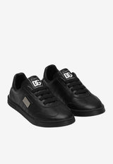 Dolce & Gabbana Kids Boys Logo Plaque Leather Low-Top Sneakers Black DA5300 A1048 80999