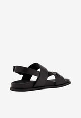 Dolce & Gabbana Kids Girls DG Logo Nappa Leather Sandals Black DA5324 A0230 80999