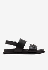 Dolce & Gabbana Kids Girls DG Logo Nappa Leather Sandals Black DA5324 A0230 80999