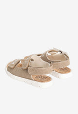 Dolce & Gabbana Kids Girls Logo Canvas Sandals Beige DA5345 AW520 8H065