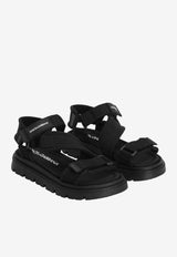 Dolce & Gabbana Kids Boys Logo Patch Sandals Black DA5350 A5555 8B956