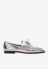 BLACK SUEDE STUDIO Davy Crinkled Metallic Leather Loafers Silver DAVY_SILVER