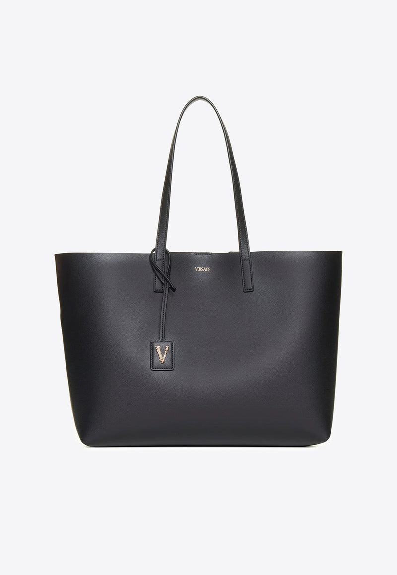Versace Virtus Leather Tote Bag DBFH818 1A10067 6BE8V Black