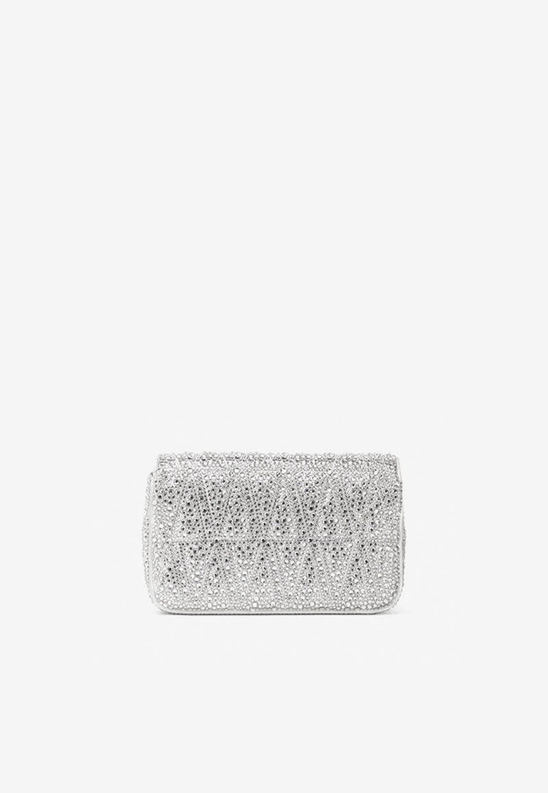 Versace Mini Virtus Rhinestone-Embellished Clutch Bag Silver DBFI002 1A06487 1W00P