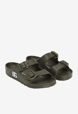 Dolce & Gabbana Kids Boys DG Logo Beach Slides Dark Green DD0324 A5103 8X070