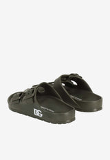 Dolce & Gabbana Kids Boys DG Logo Beach Slides Dark Green DD0324 A5103 8X070