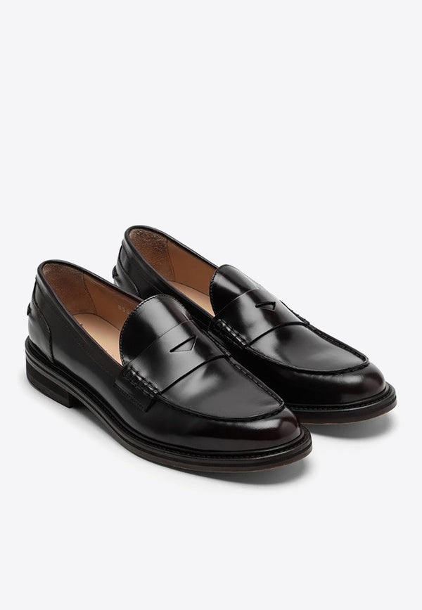 Doucal's Brushed leather Classic Loafers Burgundy DD8594SIENUF228/L_DOUCA-TL01