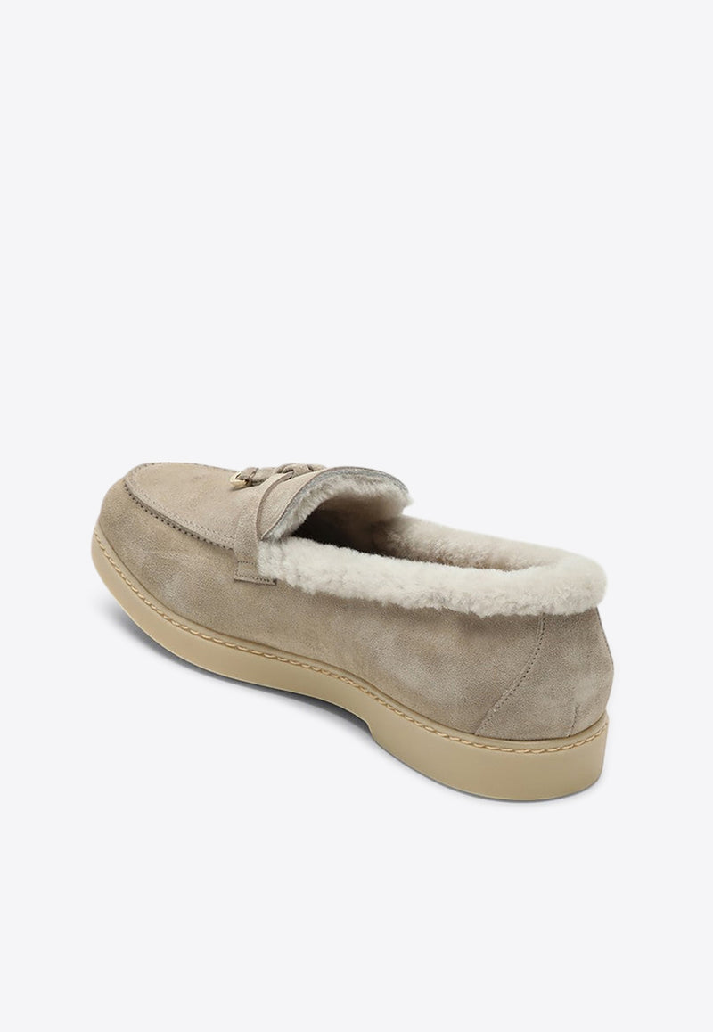 Doucal's Suede and Shearling Loafers Beige DD8733EDO-UM252/P_DOUCA-CC15