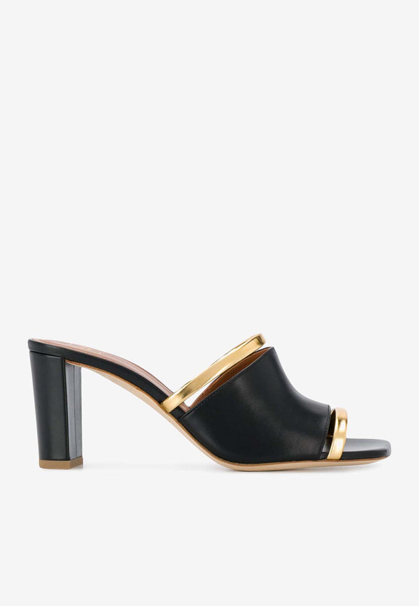 Malone Souliers Demi 70 Cut-Out Leather Mules DEMI MS 70-4 BLACK/GOLD