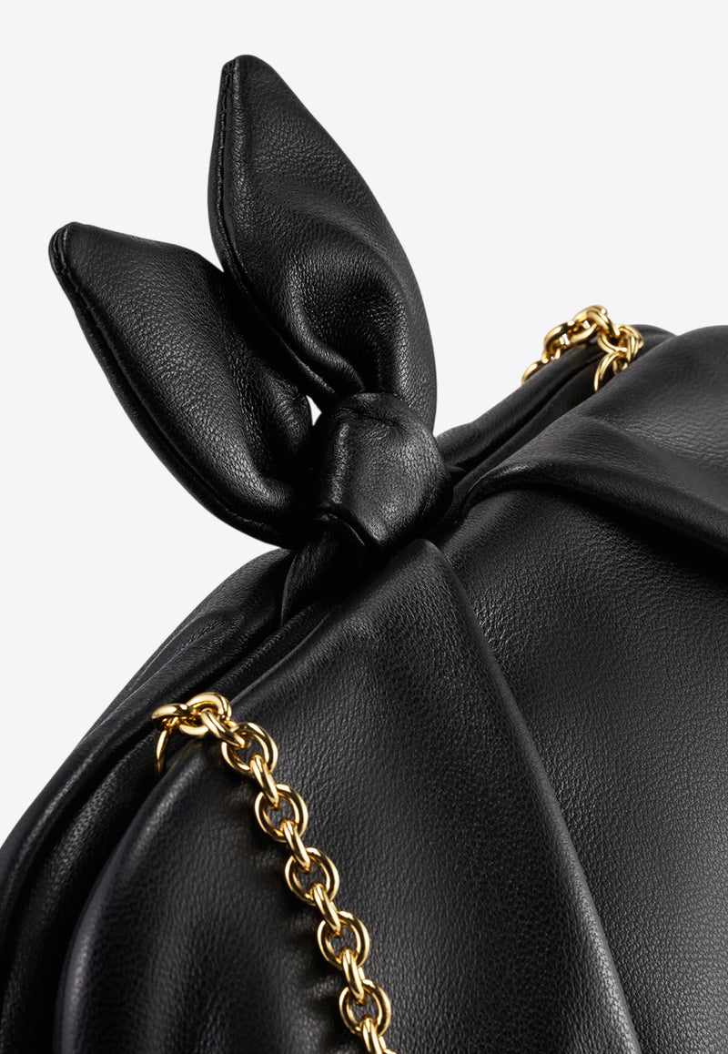 Aquazzura Bow Tie Clutch in Nappa Leather DENCLUC1-NAP-BLD Black
