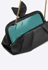 Aquazzura Bow Tie Clutch in Nappa Leather DENCLUC1-NAP-BLD Black