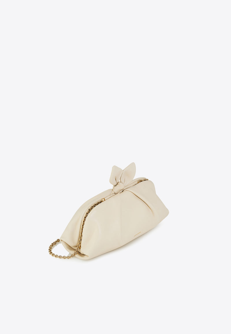 Aquazzura Bow Tie Clutch in Nappa Leather DENCLUC1-NAP-LTL White