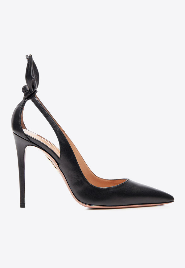 Aquazzura Bow Tie 105 Leather Pumps DENHIGP0-NAP-000 Black