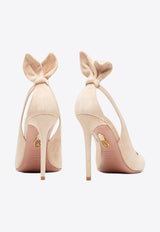 Aquazzura Bow Tie 105 Suede Pumps DENHIGP0-SUE-ECA Beige