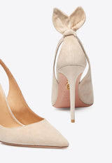 Aquazzura Bow Tie 105 Suede Pumps DENHIGP0-SUE-ECA Beige