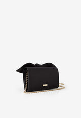 Aquazzura Mini Bow Tie Satin Clutch Bag Black DENMBGB1-SATBLD BLACK/LIGHT GOLD