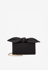 Aquazzura Mini Bow Tie Satin Clutch Bag Black DENMBGB1-SATBLD BLACK/LIGHT GOLD