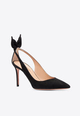 Aquazzura Bow Tie 85 Suede Pumps DENMIDP0-SUE-000 Black