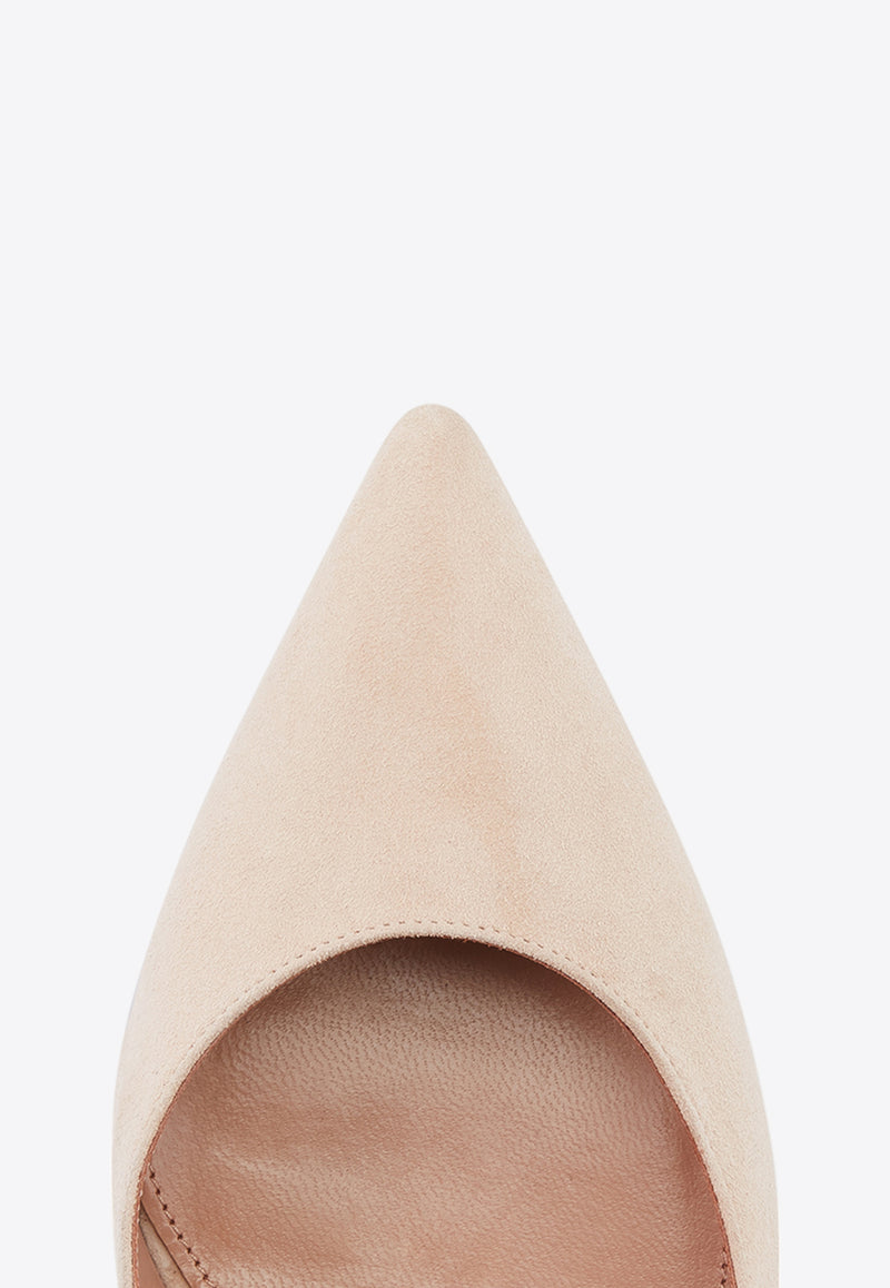 Aquazzura Bow Tie 85 Suede Pumps DENMIDP0-SUE-ECA Beige