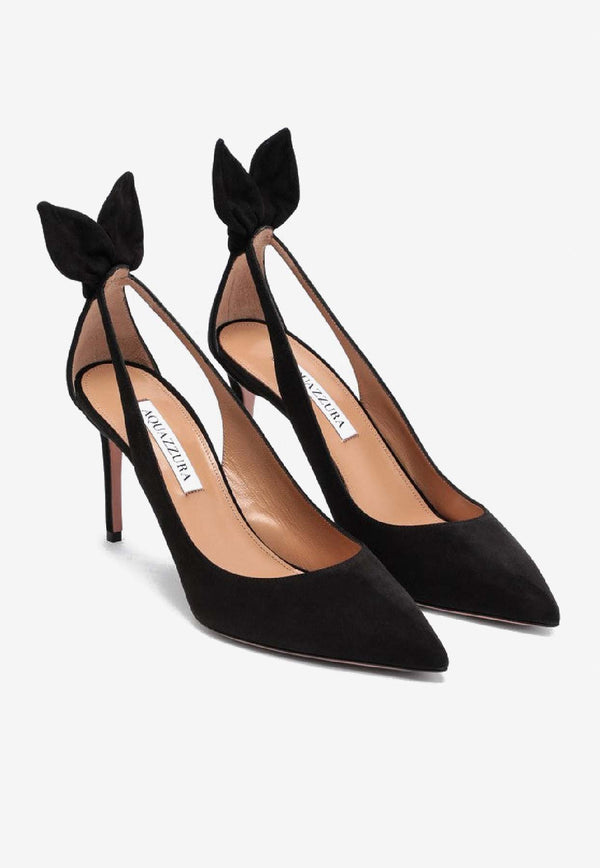 Aquazzura Bow Tie 85 Suede Pumps Black DENMIDP0SUE/R_AQUA-000