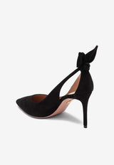 Aquazzura Bow Tie 85 Suede Pumps Black DENMIDP0SUE/R_AQUA-000