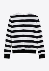 Balmain Button Embellished Striped Sweater Monochrome DF1AR845JI70/P_BALMA-EAB