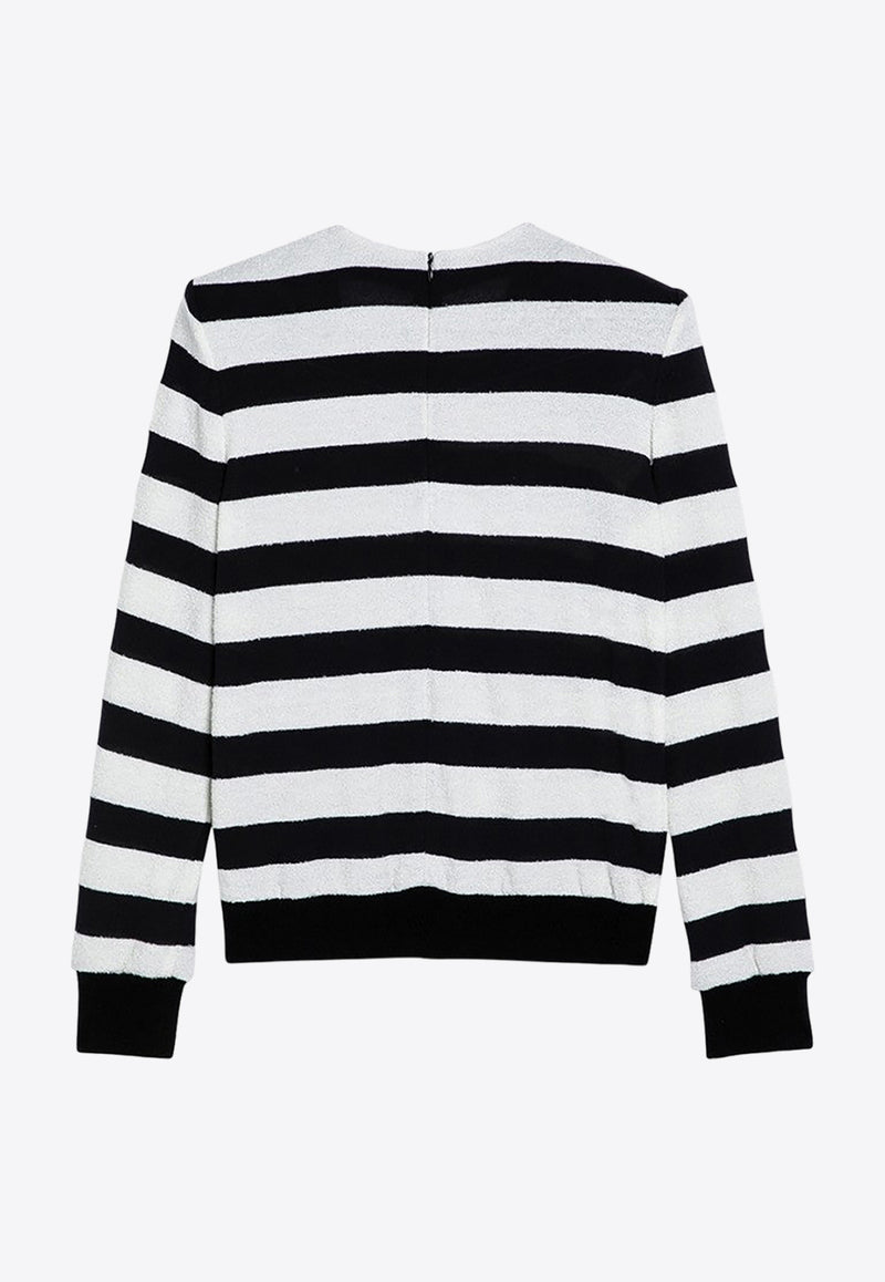 Balmain Button Embellished Striped Sweater Monochrome DF1AR845JI70/P_BALMA-EAB