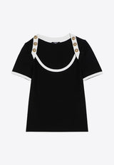 Balmain Button Detail T-shirt Black DF1EF102JH30/P_BALMA-EEI