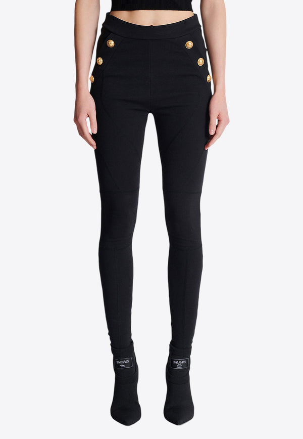 Balmain Button Embellished Leggings Black DF1OC036JH30_BLACK