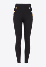 Balmain Button Embellished Leggings Black DF1OC036JH30_BLACK