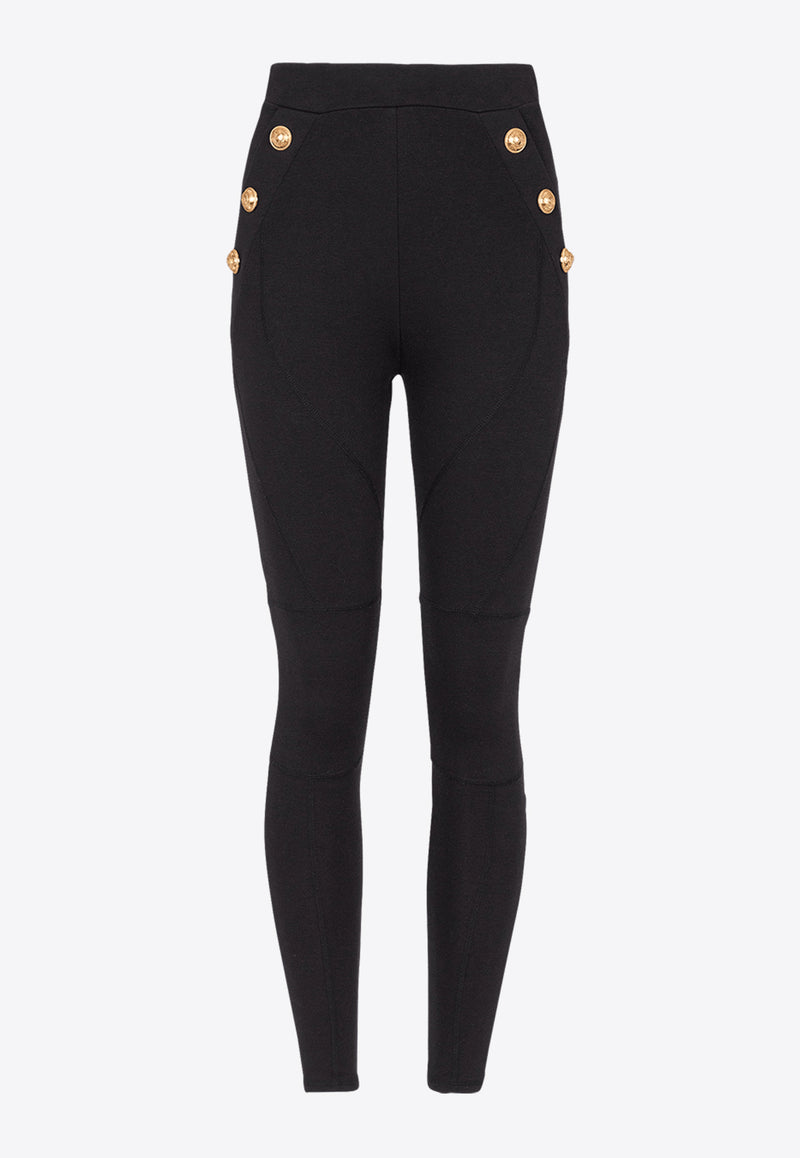 Balmain Button Embellished Leggings Black DF1OC036JH30_BLACK