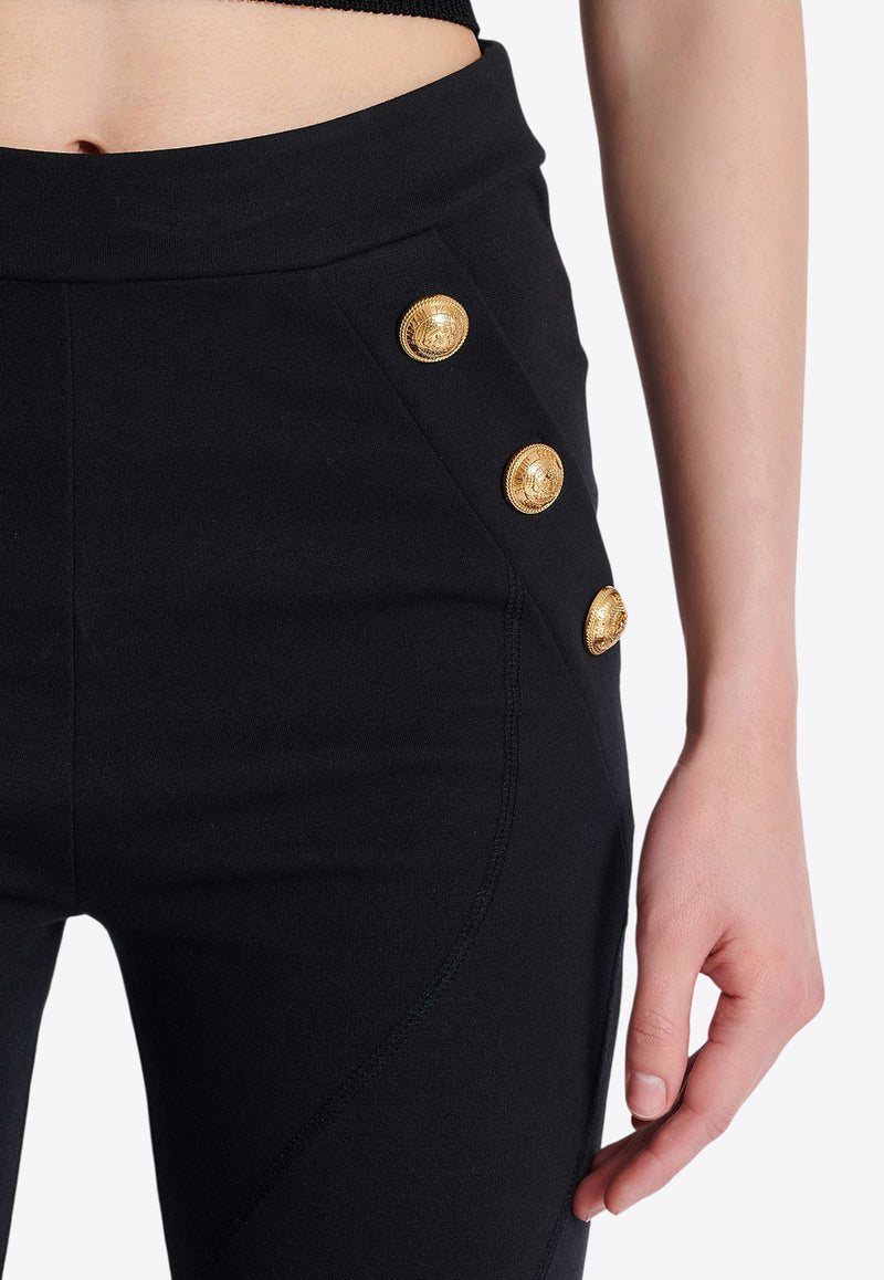 Balmain Button Embellished Leggings Black DF1OC036JH30_BLACK