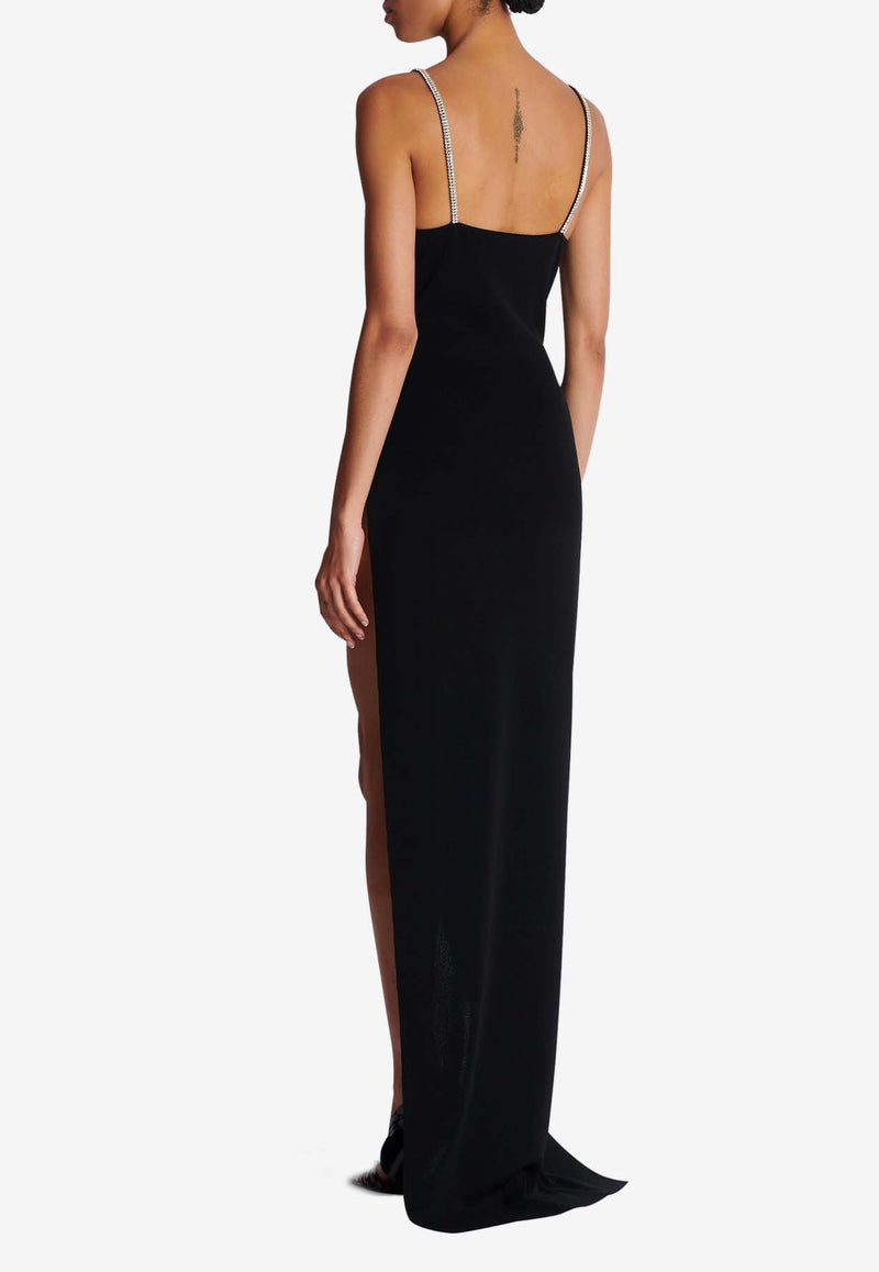 Balmain Crystal Embellished Gown Black DF1RN00791KGBLACK