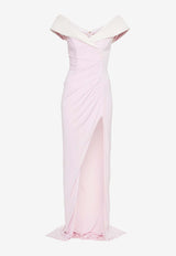 Balmain Off-Shoulder Maxi Dress DF1RQ095JE50PINK