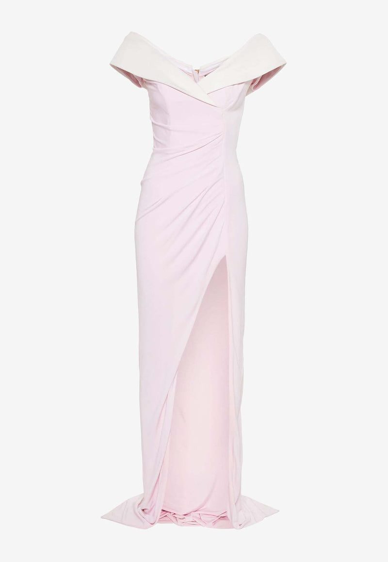 Balmain Off-Shoulder Maxi Dress DF1RQ095JE50PINK